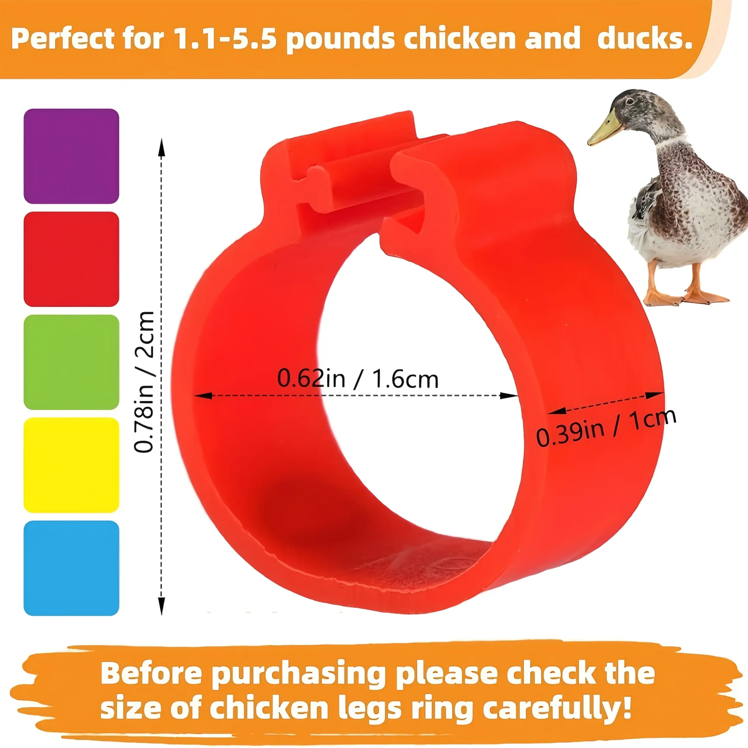 Anéis de Identificação para Aves com Número para Galinhas e Patos - Imagem 3