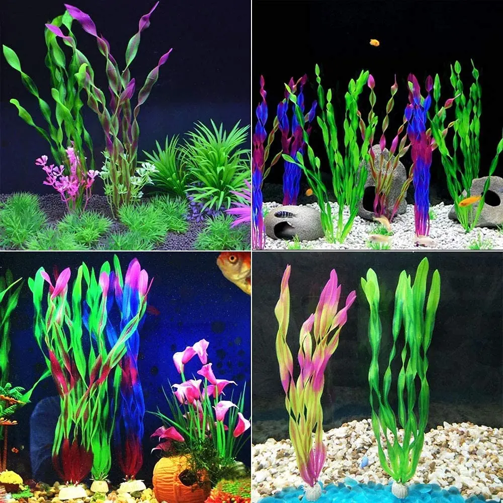 Plantas Artificiais para Aquário Plástico 5 ou 10 Peças com Base Cerâmica - Imagem 5