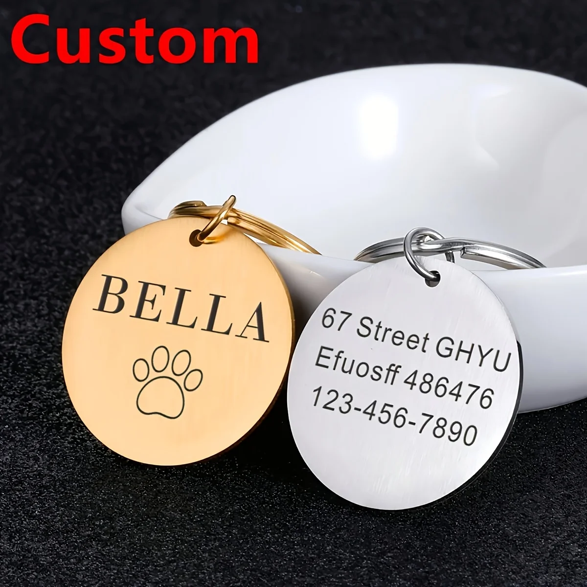 Etiqueta para Cães e Gatos Gravada com Nome e Texto Personalizado - Imagem 3