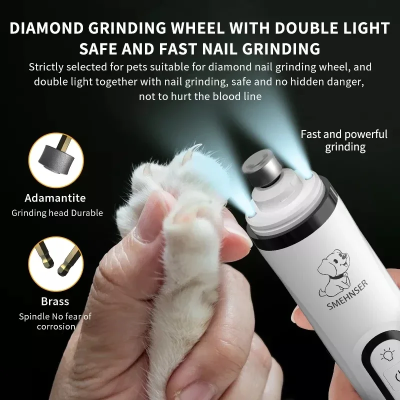 Cortador de Unhas Elétrico Recarregável USB para Cães e Gatos com Luz LED - Imagem 3