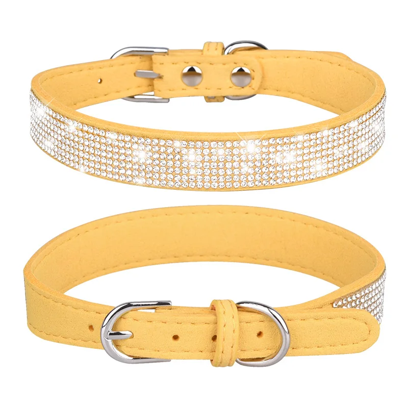 Coleira para Cães e Gatos de Couro com Strass Brilhante - Imagem 3