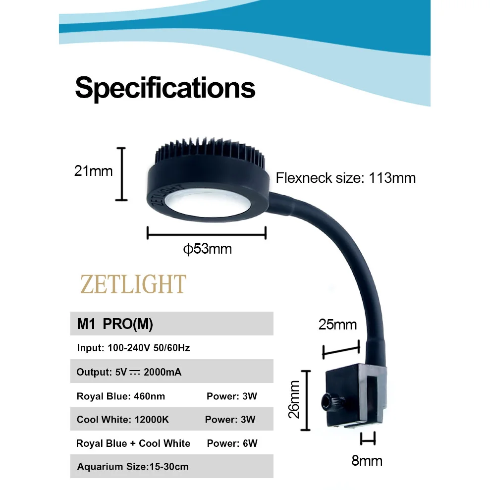 Lâmpada LED Zetlight M1 Pro para Aquário Nano com Espectro Completo - Image 5