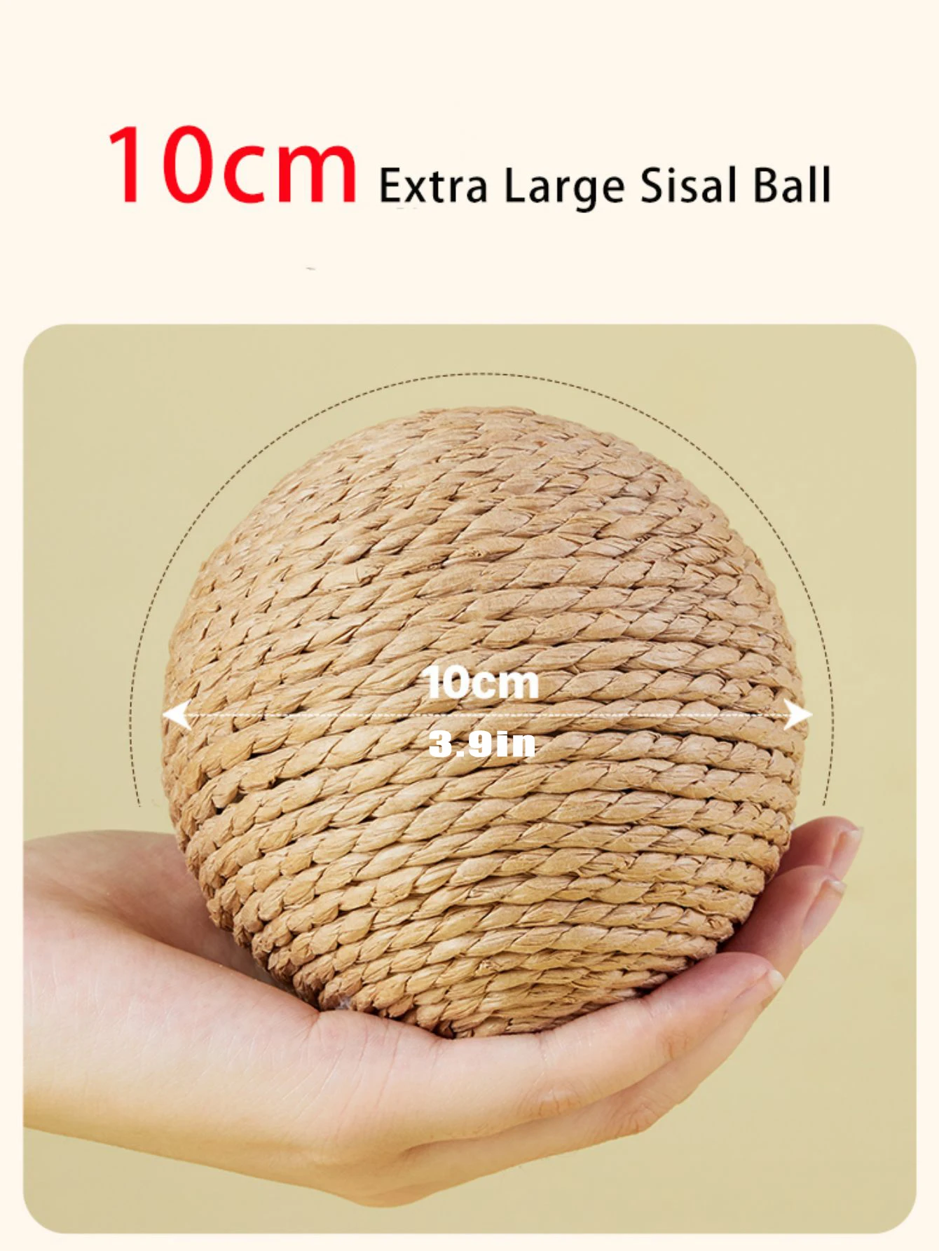 Bola de Sisal para Gatos 10 cm com Som para Arranhar e Brincar - Imagem 4