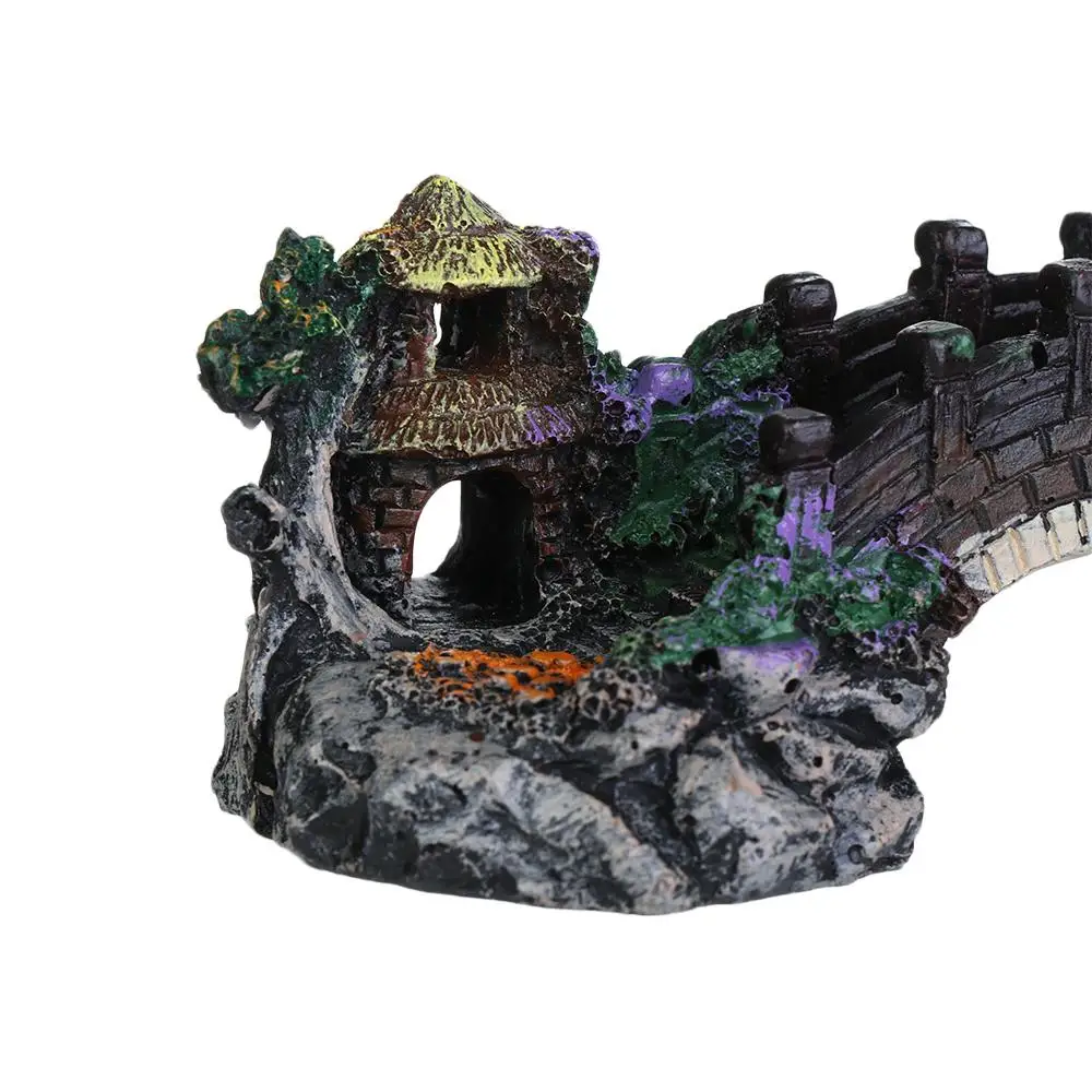 Ponte para Aquário Resina 13 cm Decoração de Paisagismo Natural - Imagem 4