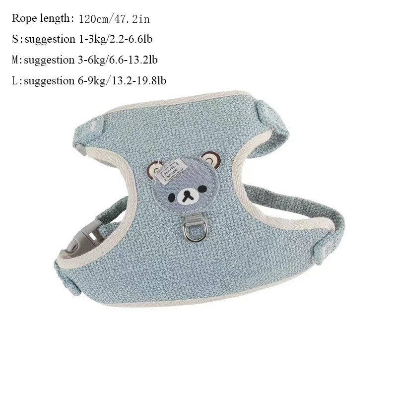 Coleira Peitoral para Gato e Cão Pequeno com Estampa de Urso - Imagem 6