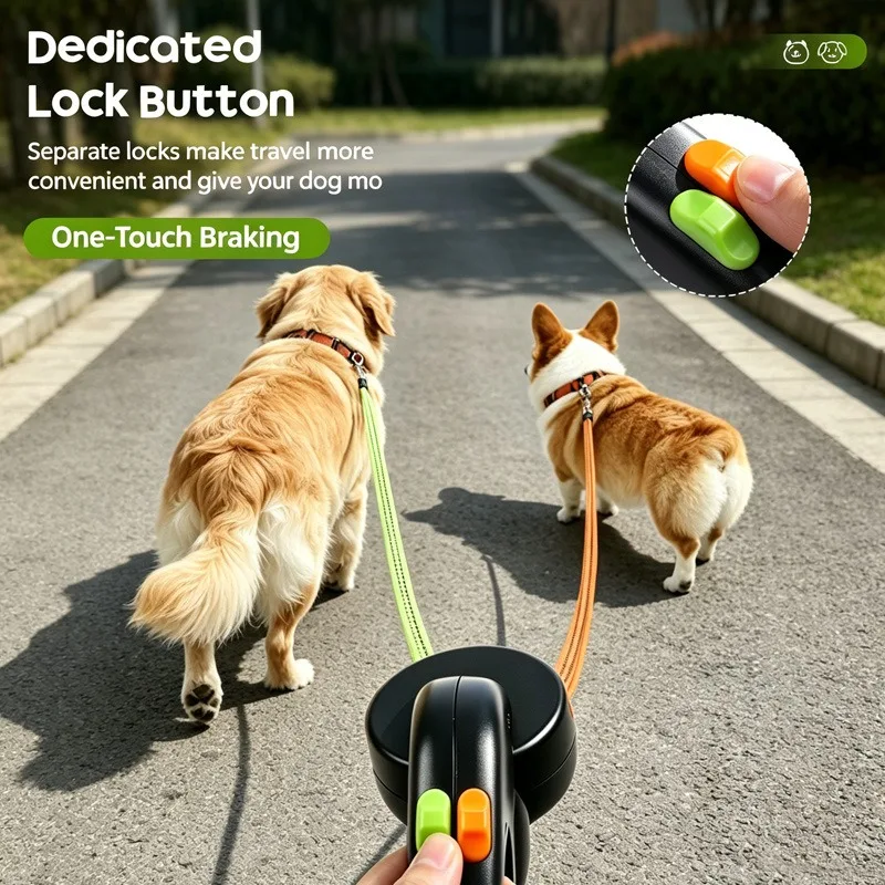 Coleira Retrátil para Cães 3m com Lanterna e Compartimento para Sacos - Imagem 5