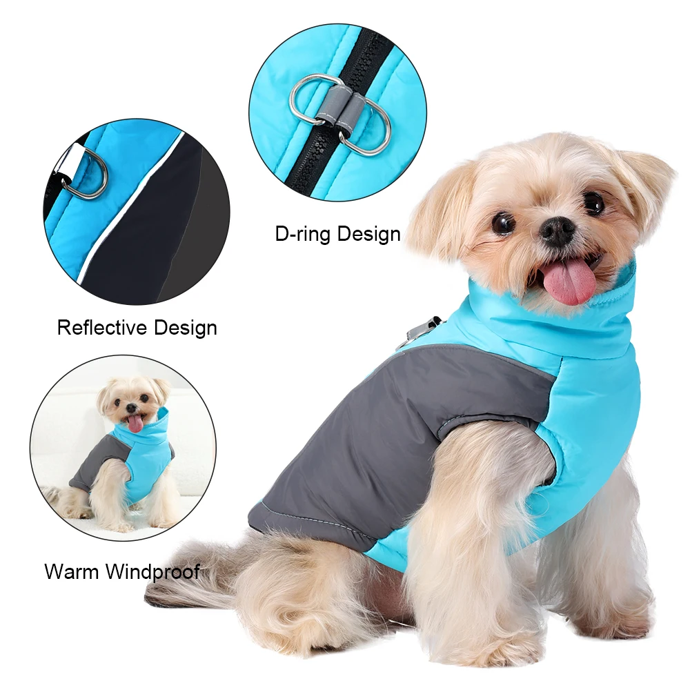 Jaqueta de Inverno para Cães e Gatos Pequenos com Argola D Refletiva - Imagem 4