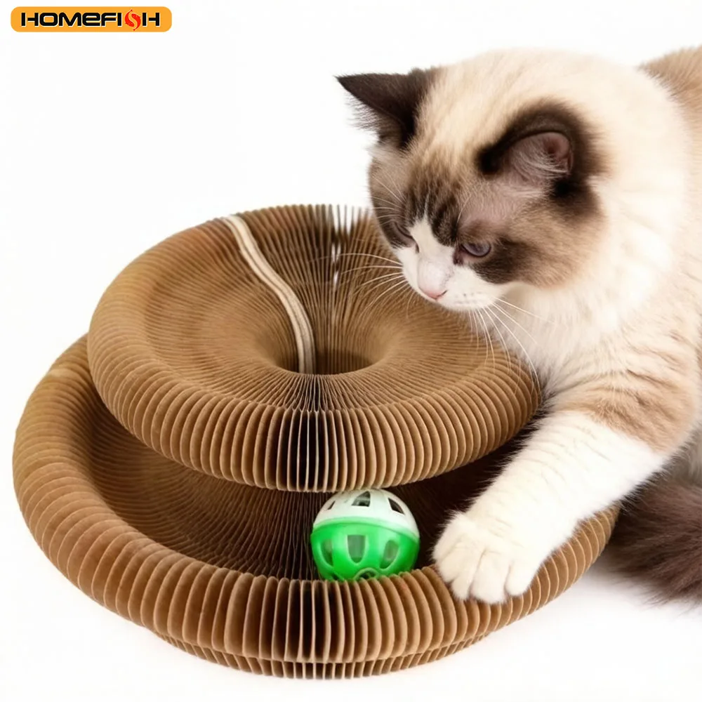 Arranhador Redondo para Gatos de Papelão Ondulado de Nível Duplo - Image 3