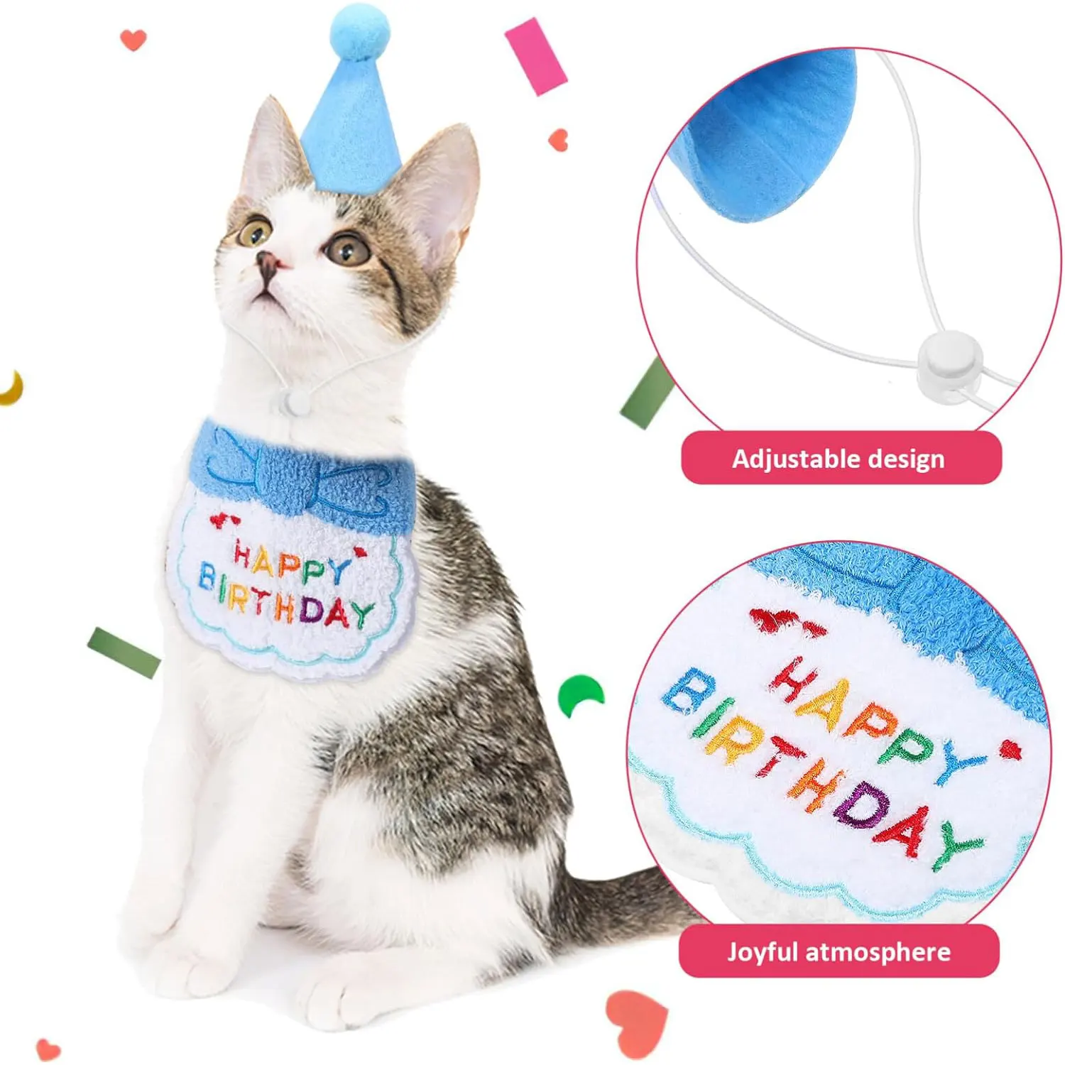 Bandana e Chapéu de Aniversário para Gato e Cão, 2 Peças - Image 5
