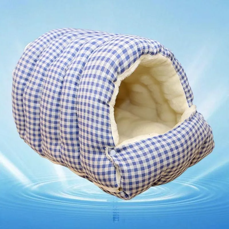 Cama Saco de Dormir para Cães e Gatos Dobrável Azul - Image 3