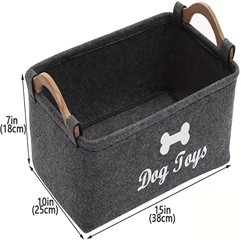 Cesto de Brinquedos para Pets Dobrável de Feltro 38x25x18 cm - Imagem 6