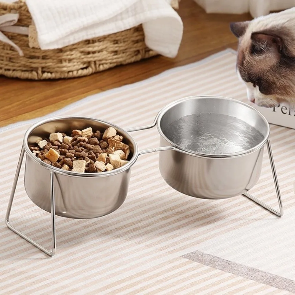 Tigela para Gatos de Aço Inoxidável com Suporte Antiderramamento - Image 3