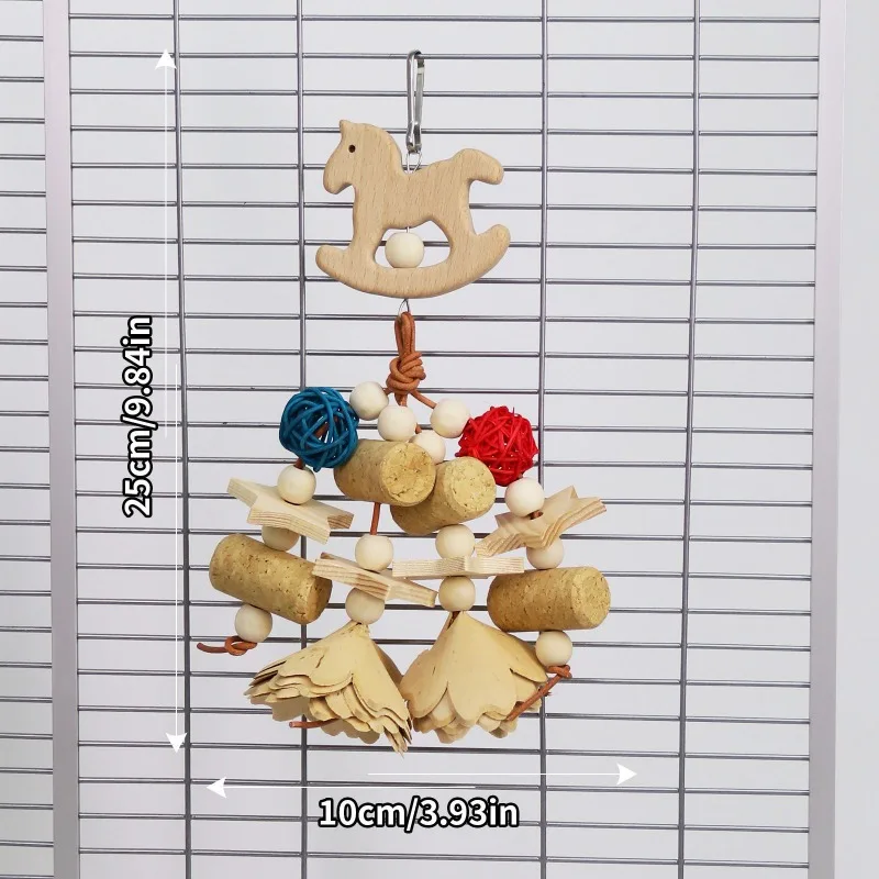 Brinquedo para Pássaros e Papagaios de Roer em Madeira com Rattan - Imagem 2