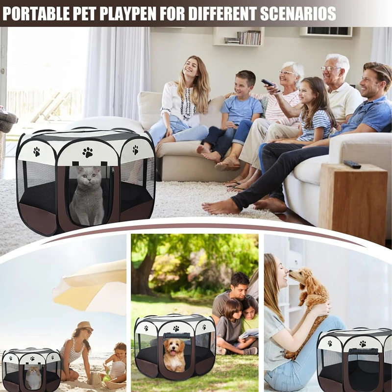 Gaiola Octogonal Portátil para Cães e Gatos com Design Dobrável - Imagem 6