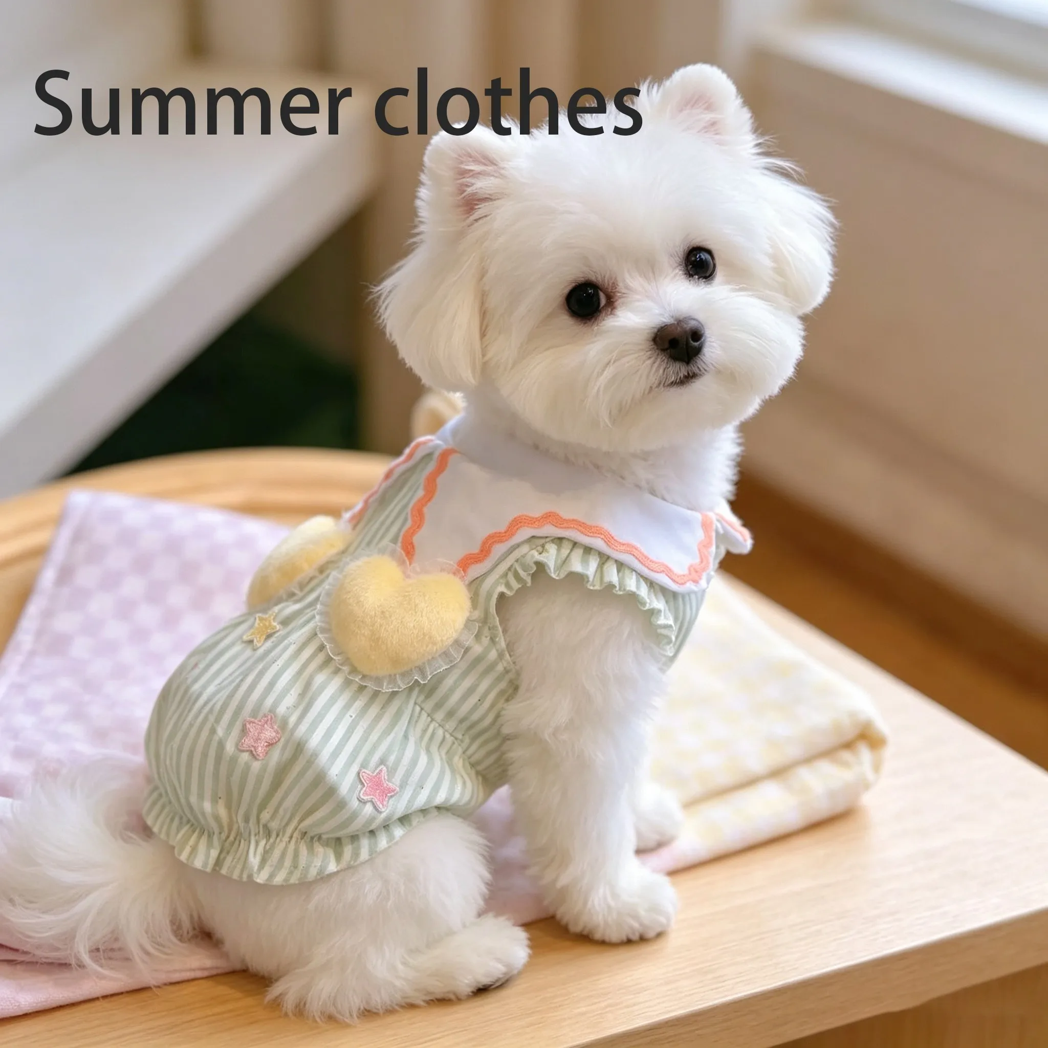 vestido listrado para cães e gatos pequenos