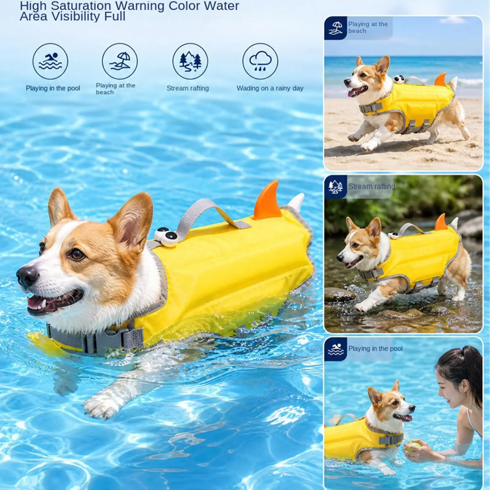 Colete Salva-Vidas para Cães Ajustável Flutuabilidade Alta - Image 5