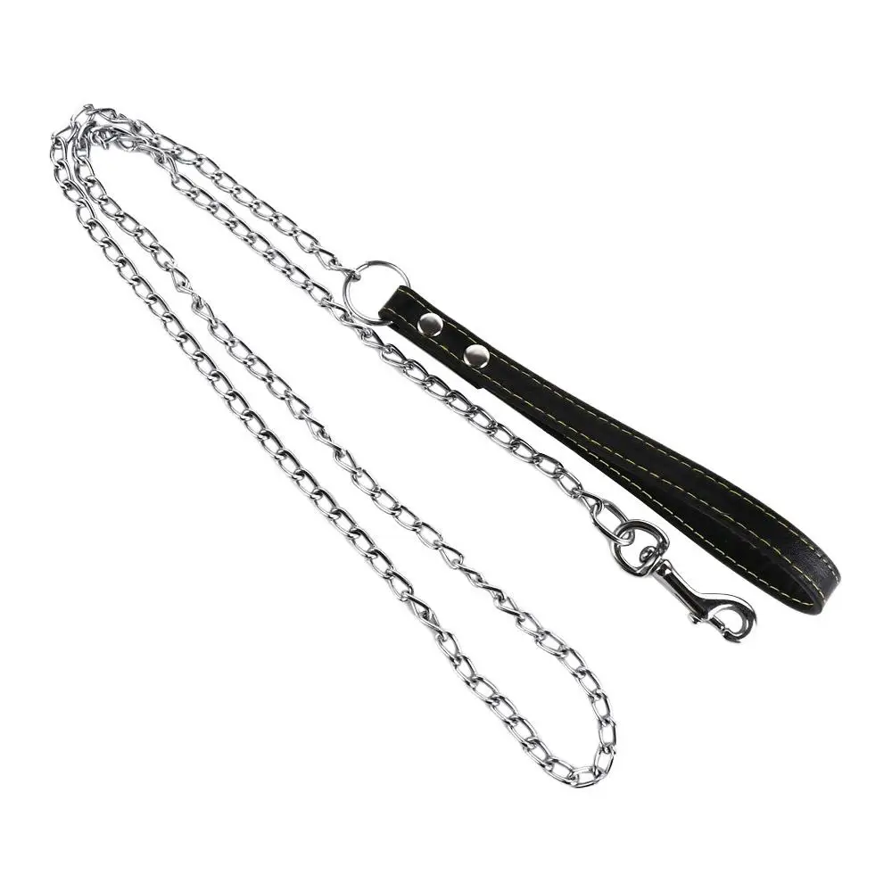Guia para Cães Pequenos de Metal e Couro 120 cm Anti Mordida - Imagem 3