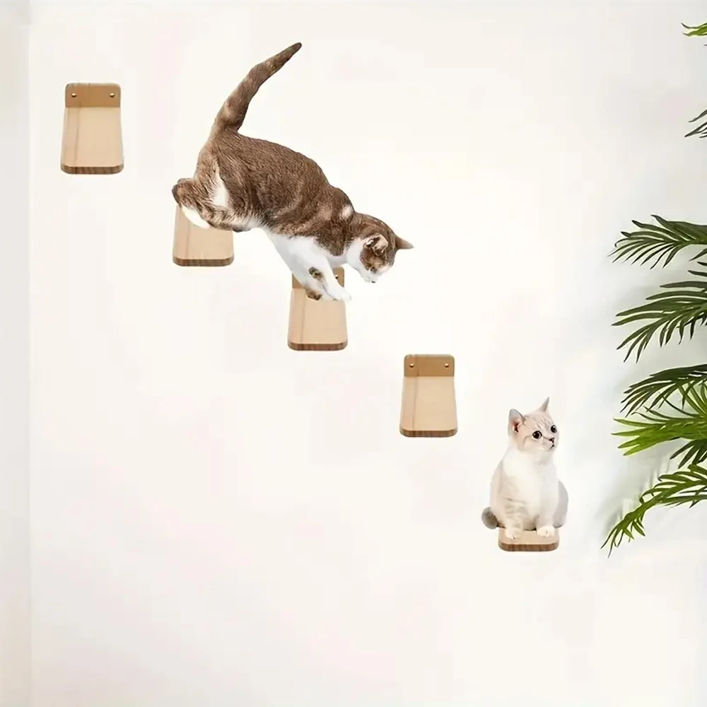 Escada de Parede para Gatos de Madeira Natural 5 Peças - Imagem 3