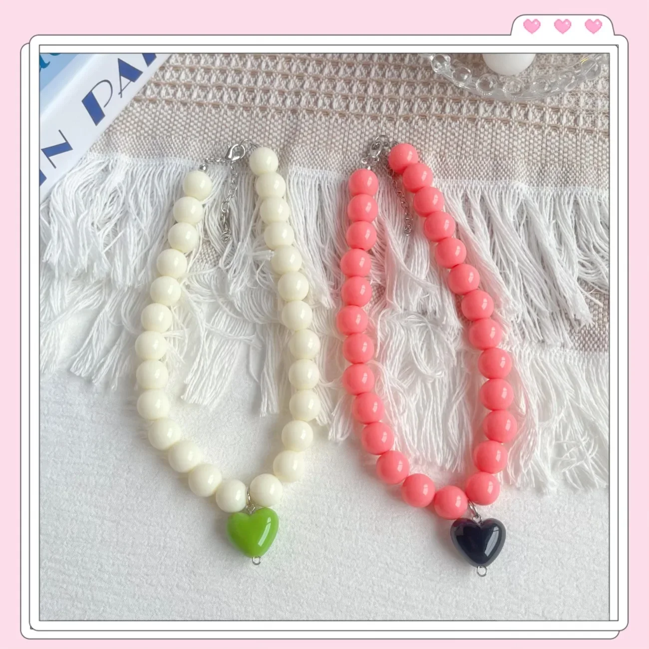 Colar Pet de Pérolas com Pingente de Coração para Cães e Gatos - Image 3