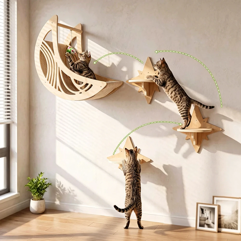Prateleira de Parede para Gatos em Madeira Maciça DIY - Imagem 2