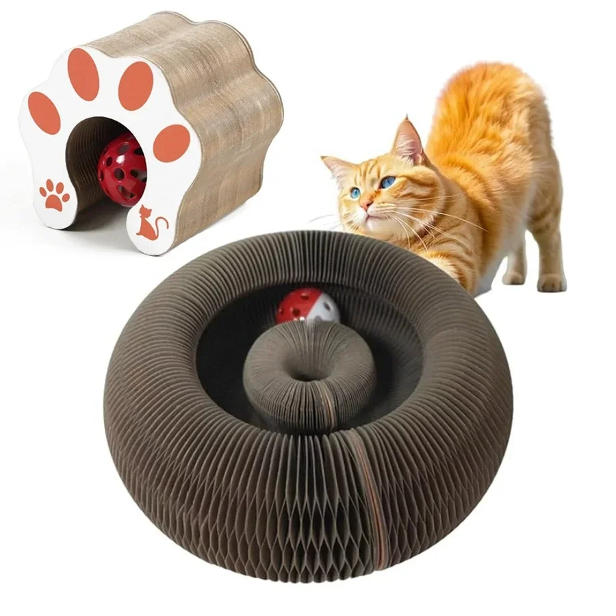 Arranhador para Gatos de Papelão Ondulado com Sino Dobrável - Imagem 2
