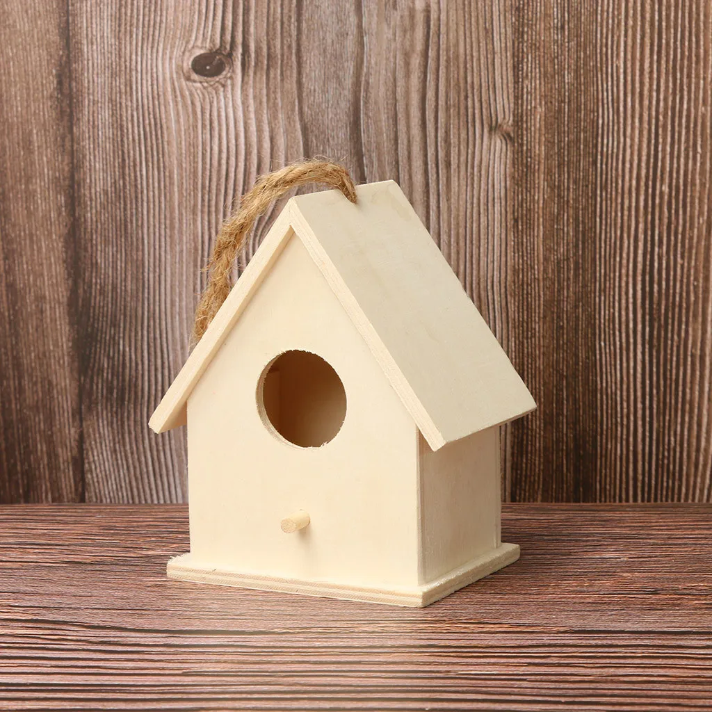 Mini Casinha de Madeira para Pássaros 12x7x10 cm com Ilhó para Pendurar - Imagem 5