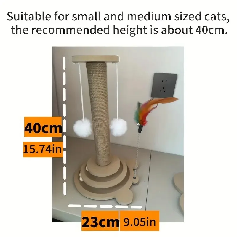Brinquedo Giratório para Gatos com Bolas e Arranhador de Sisal - Imagem 3