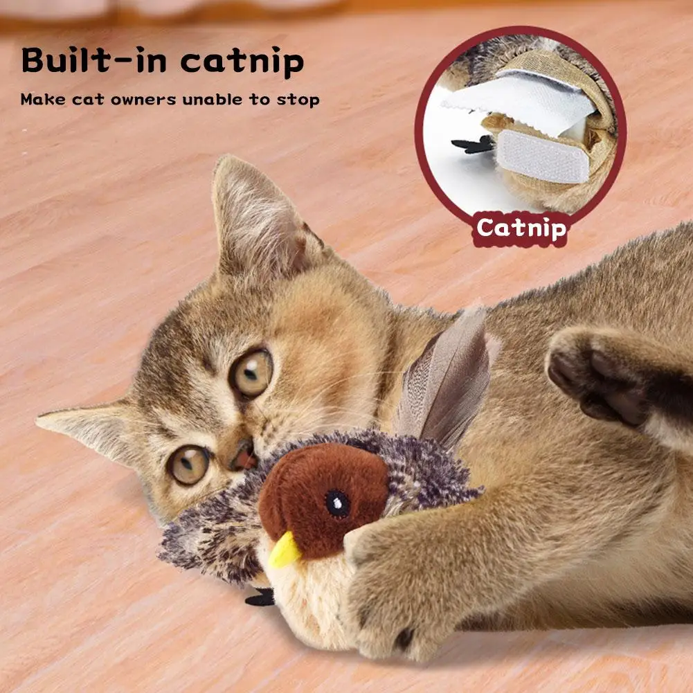 Brinquedo para Gato Pássaro Interativo de Pelúcia com Bateria Recarregável USB - Imagem 3