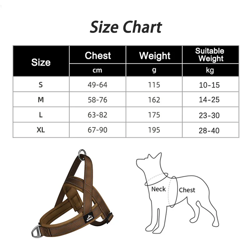 Arnês Tático para Cães Grandes Ajustável Anti-Fuga Café - Imagem 6