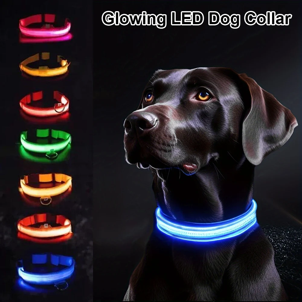 coleira LED para cães de nylon