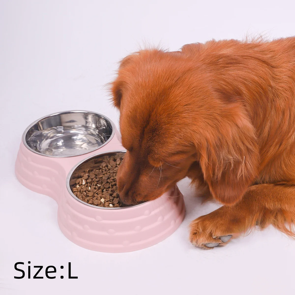 Comedouro Duplo para Cães e Gatos de Aço Inoxidável com Base Antiderrapante - Imagem 4