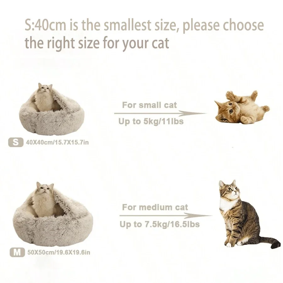Cama Sofá para Cães e Gatos de Pelúcia Macia Redonda - Image 2