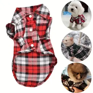 casaco camisa xadrez para cães e gatos pequenos