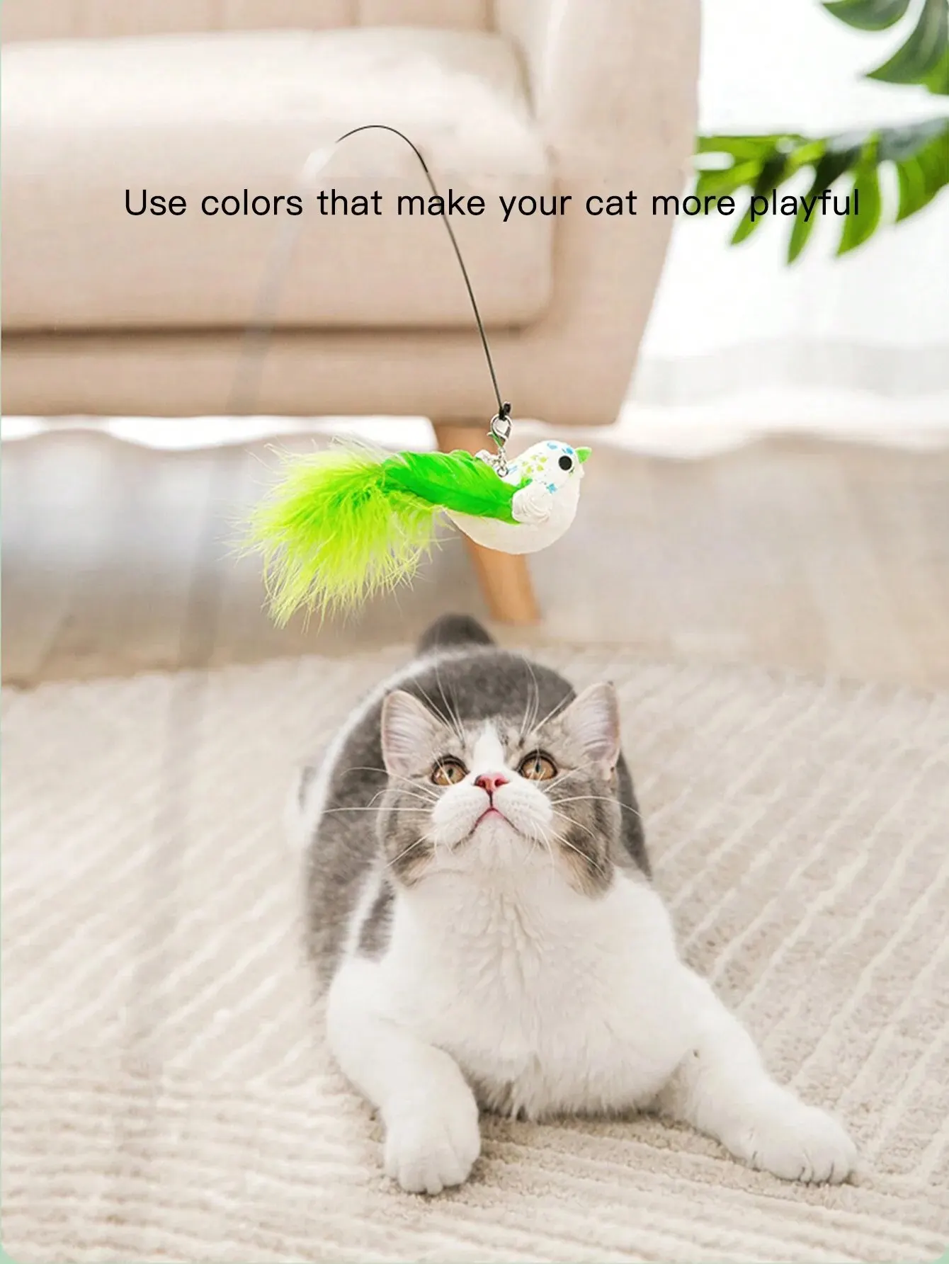 Brinquedo de Pena para Gato com Ventosa e Sino Interativo - Imagem 2