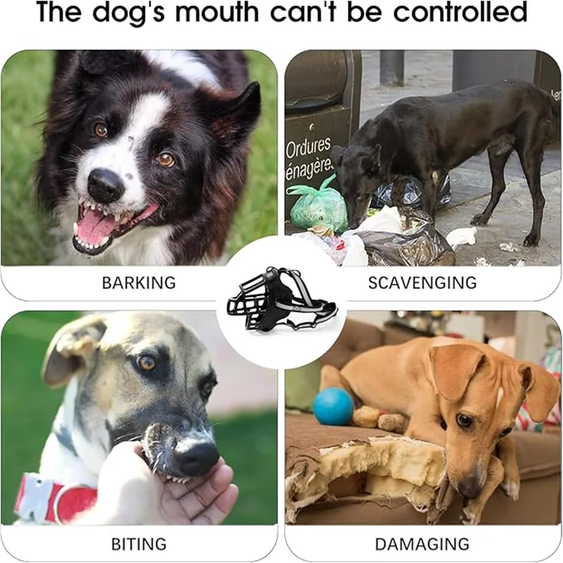 Focinheira Cesta para Cães Ajustável e Respirável com Alça Refletiva - Imagem 5