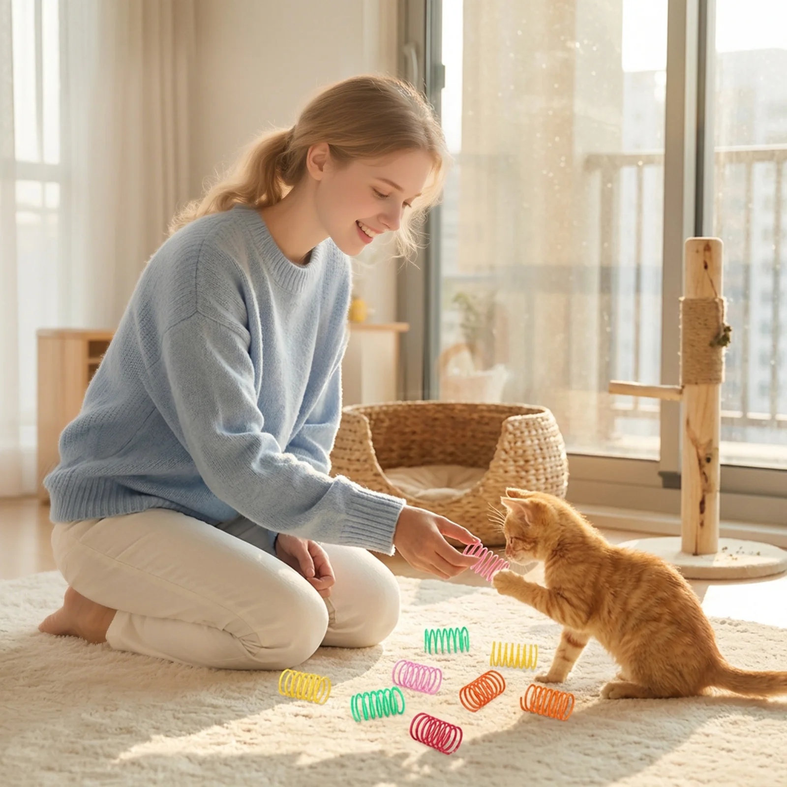 Brinquedos de Mola para Gatos com 50 Peças de Plástico Colorido - Imagem 5