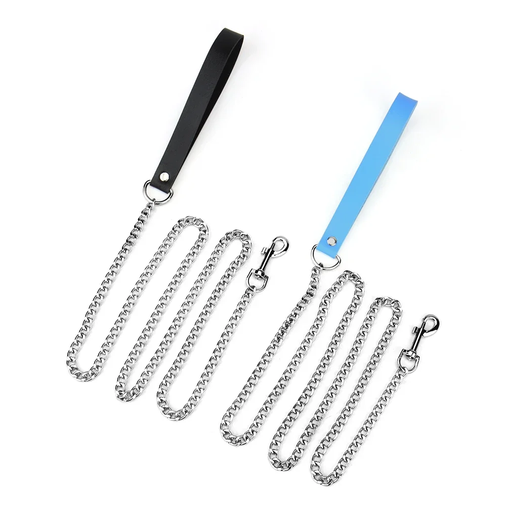 Trela de Metal e Couro para Cães com Alça Acolchoada 120 cm - Imagem 2