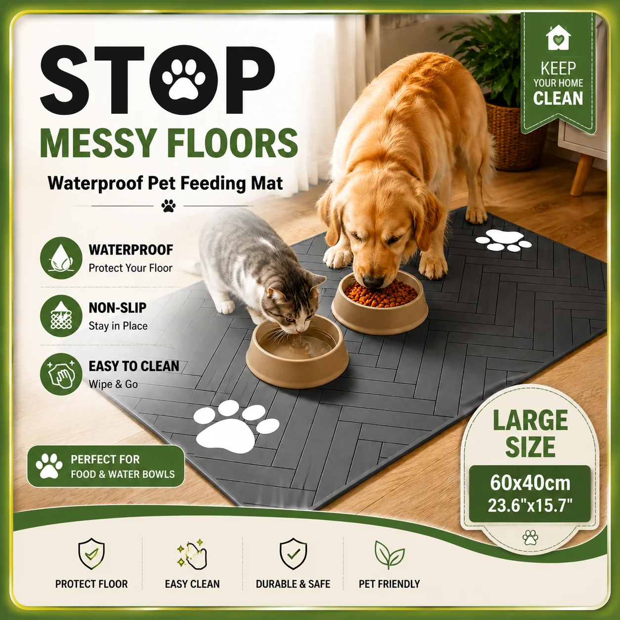 tapete absorvente para alimentação de cães e gatos