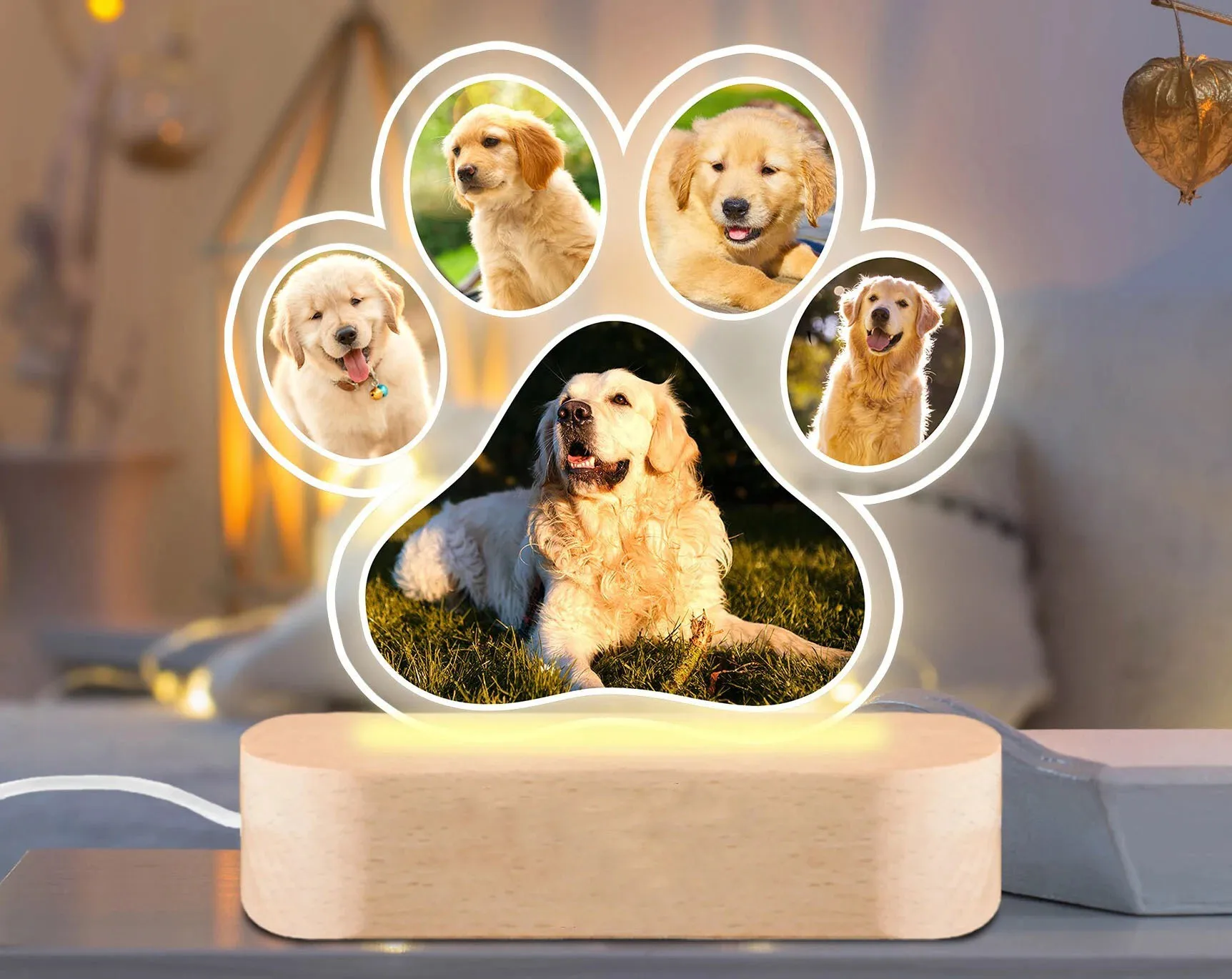 luz noturna LED personalizada para cães e gatos