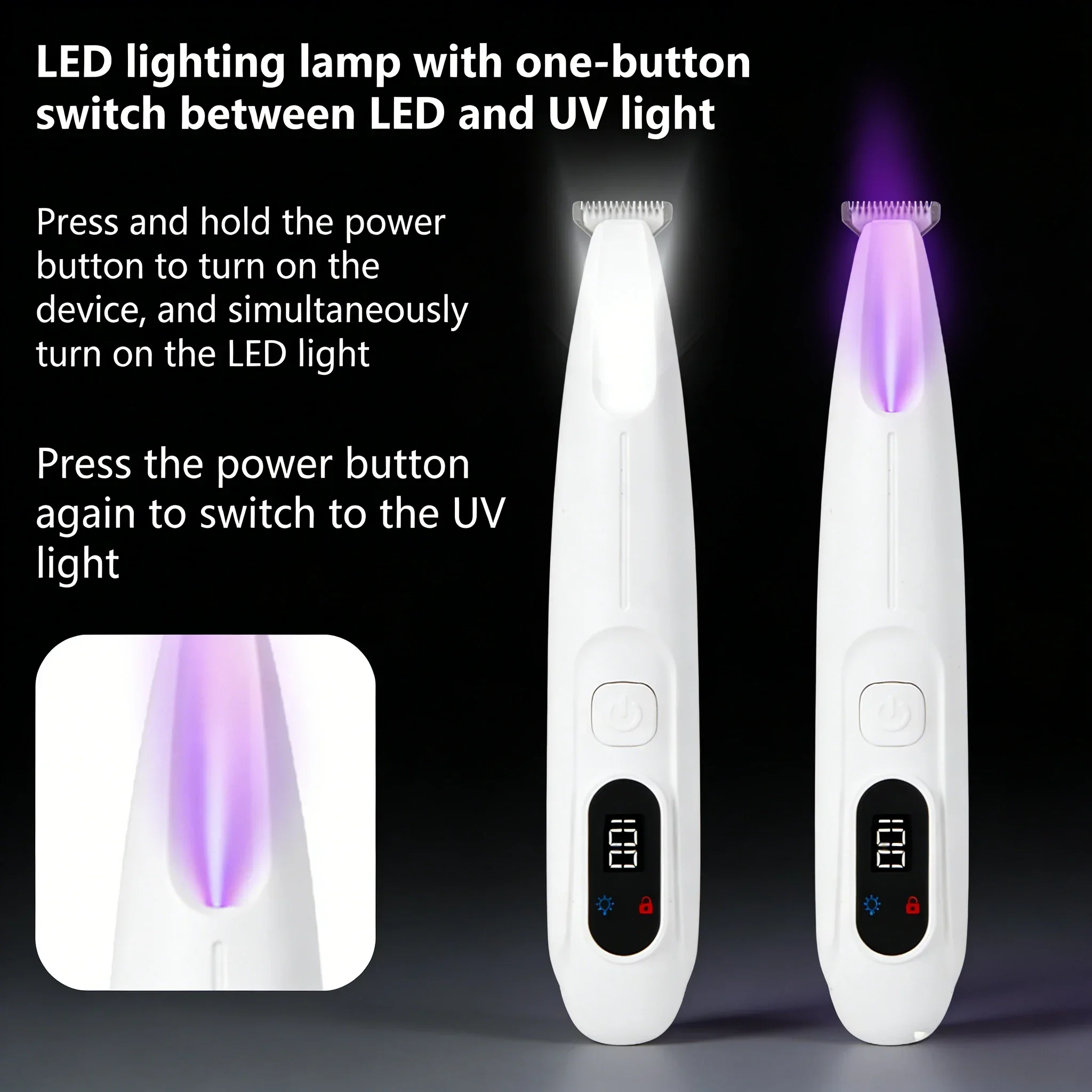 Aparador de Pelos para Cães e Gatos com Luz LED e UV Recarregável USB - Imagem 2