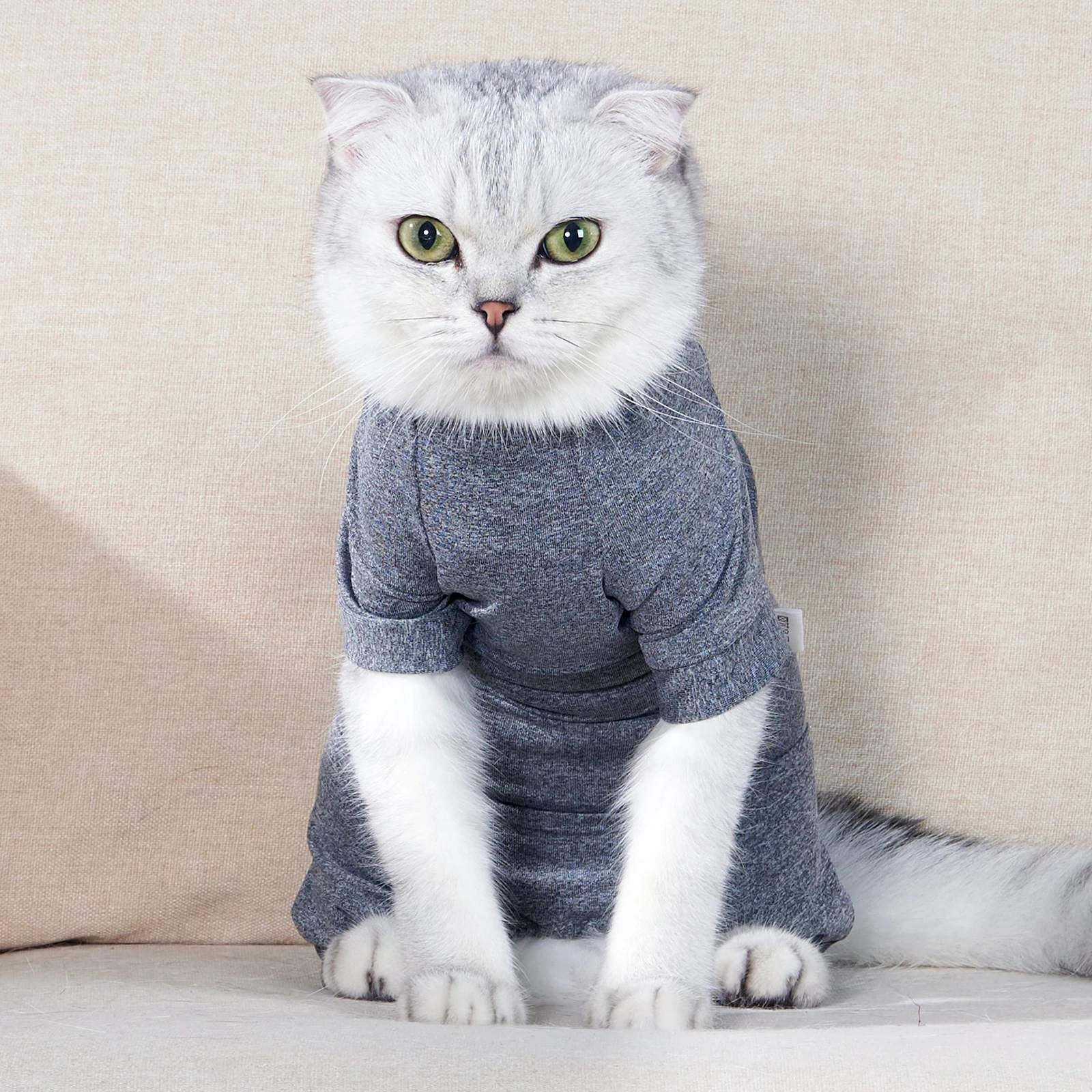 Roupa de Recuperação para Gatos de Algodão Pós-Cirúrgica Anti-Lambedura - Imagem 3