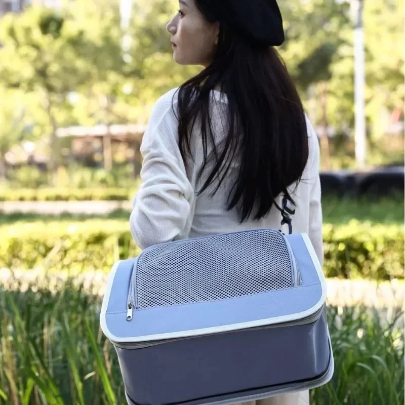 Bolsa de Ombro para Viagem Pet Respirável Azul - Imagem 5