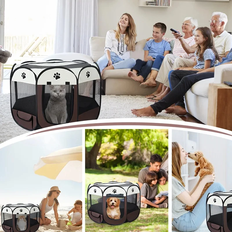 Tenda Dobrável para Pets de Pano Oxford Octogonal para Gatos e Cães Pequenos - Imagem 3