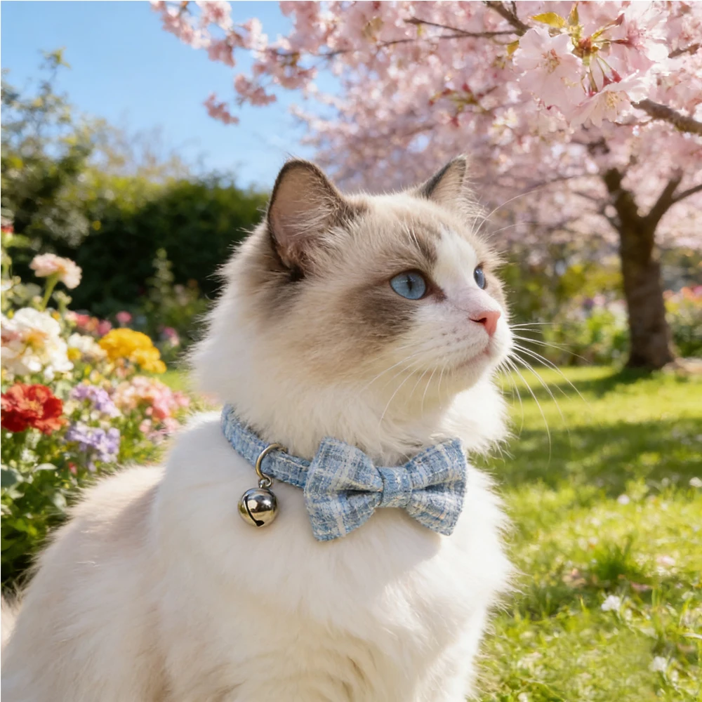 Coleira para Gatos com Laço e Sino de 20 a 28 cm Ajustável - Imagem 3