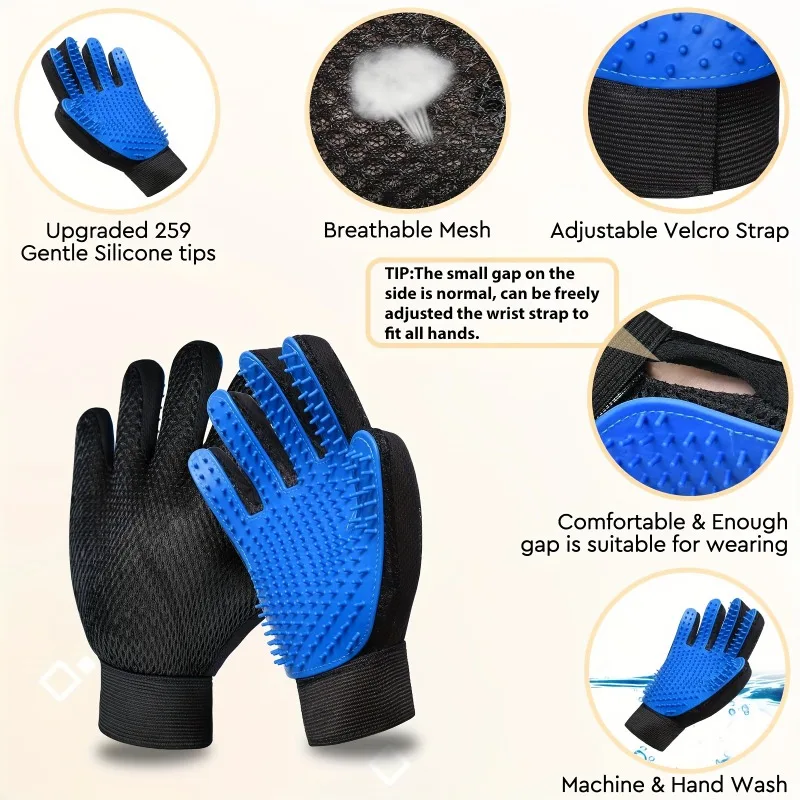 Luva Removedora de Pelos para Cães e Gatos de Silicone para Massagem - Imagem 2