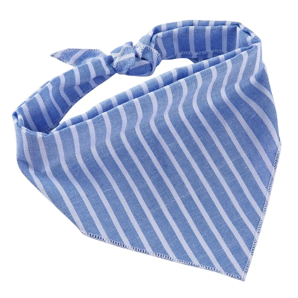 Bandana para Cães e Gatos Listrada Azul e Branca Ajustável - Imagem 3