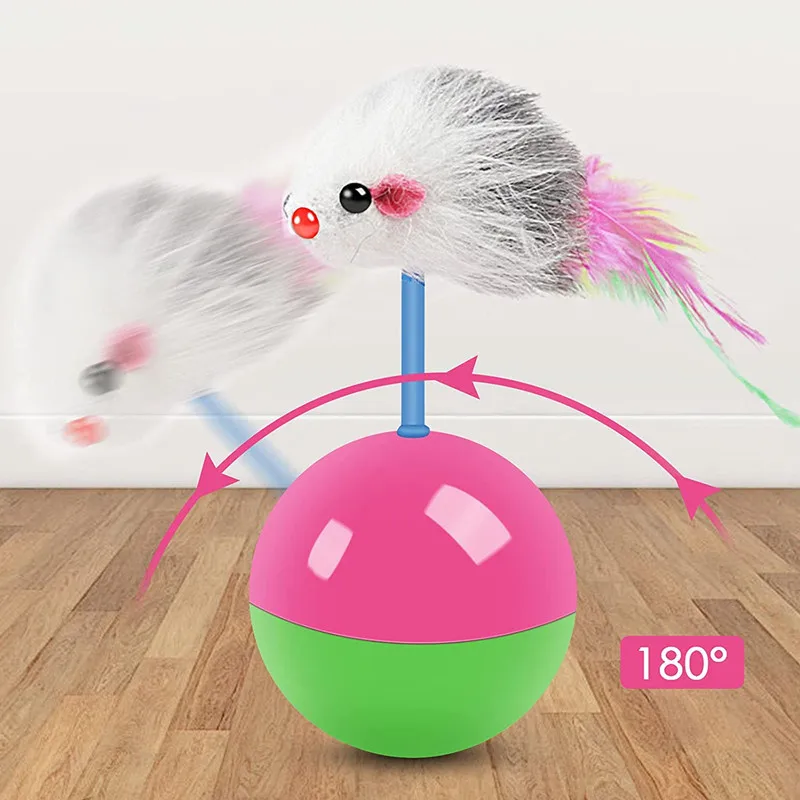 Brinquedo para Gatos e Cães Rato com Base Antitombar - Imagem 2