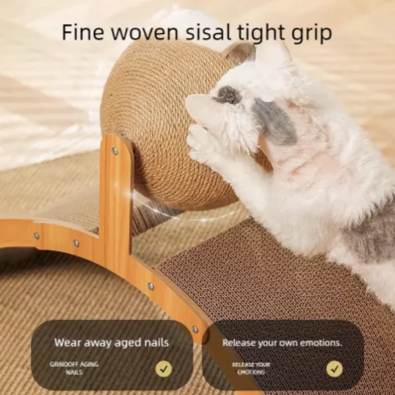 Arranhador 2 em 1 para Gatos com Bola de Sisal e Madeira - Imagem 4