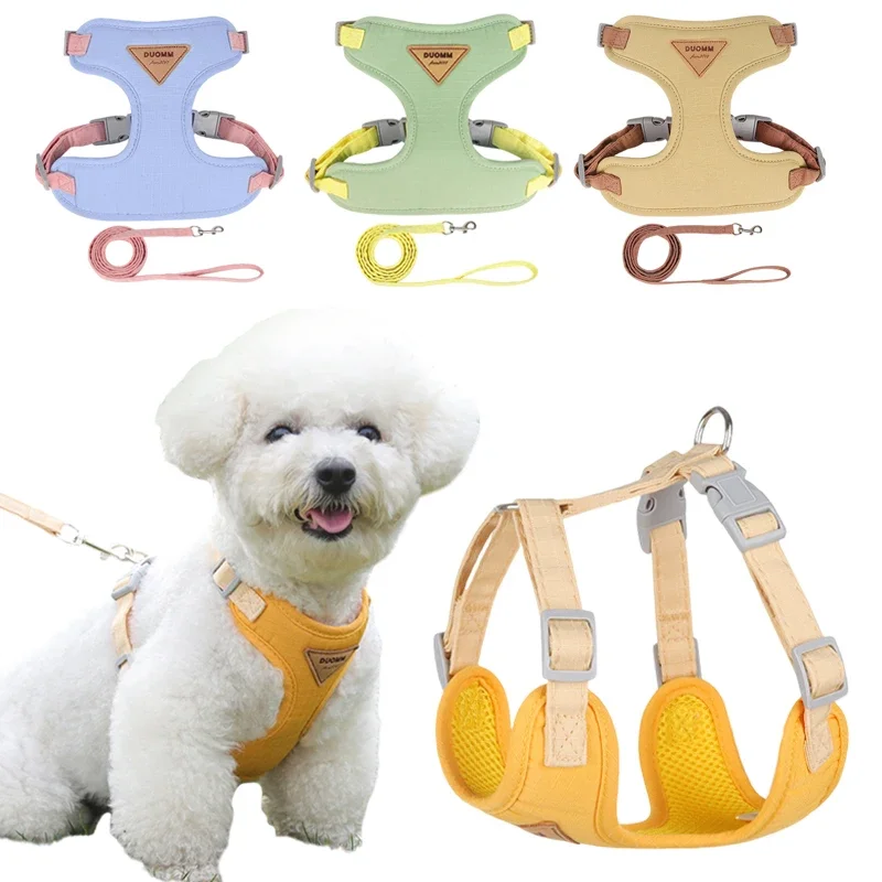 conjunto de arnês e coleira para cães pequenos