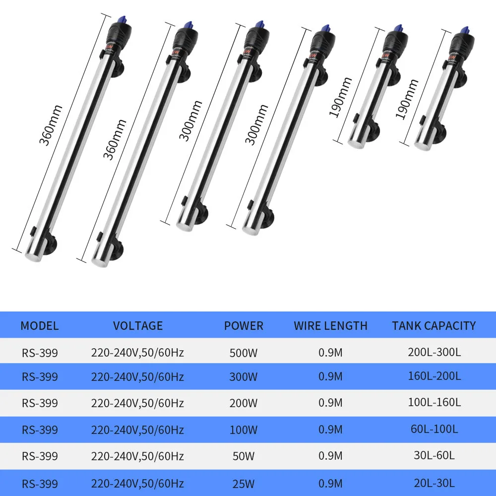 Aquecedor de Aquário 220V Aço Inoxidável com Termostato Submersível - Imagem 5